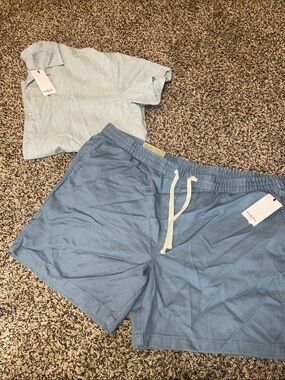 Goodfellow & Co. Men’s XXL Matching Set Shorts / Button Tee Blue NWT